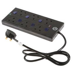 SURGE PROTECTOR IND SWITCH 6 WAY 2M BLK