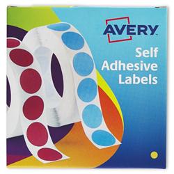 AVERY CIRCLE LABELS 8MM DISP YELL 24-617