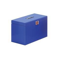 METAL FILE BOX WITH 5 FILES A4 BLUE