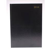 DIARY A4 DAY PER PAGE BLACK 2016