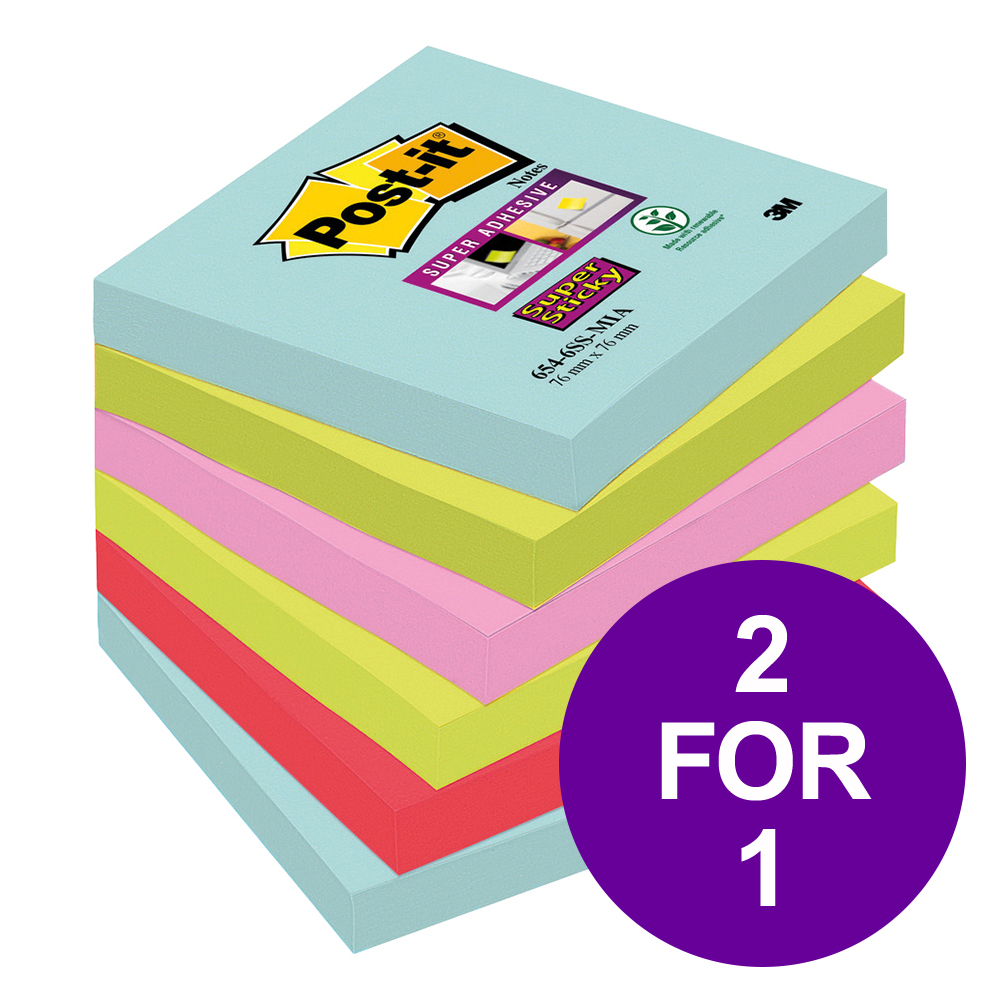 BOGOF POST-IT SS MIAMI76X76 PK6 APR3/19