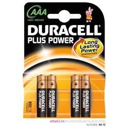 DURACELL PLUS POWER BATTERY SIZE AAA PK4 DURACELL PLUS POWER BATTERY SIZE AAA PK4
