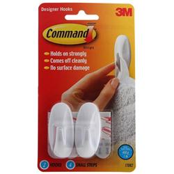 COMMAND SMALL OVAL ADHESIVE HOOKS PK2 COMMAND SMALL OVAL ADHESIVE HOOKS PK2