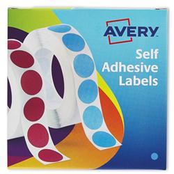 AVERY CIRCLE LABELS 8MM DISP BLU 24-616