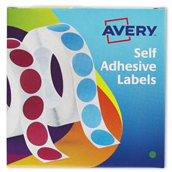 AVERY CIRCLE LABELS 8MM DISP GRN 24-618