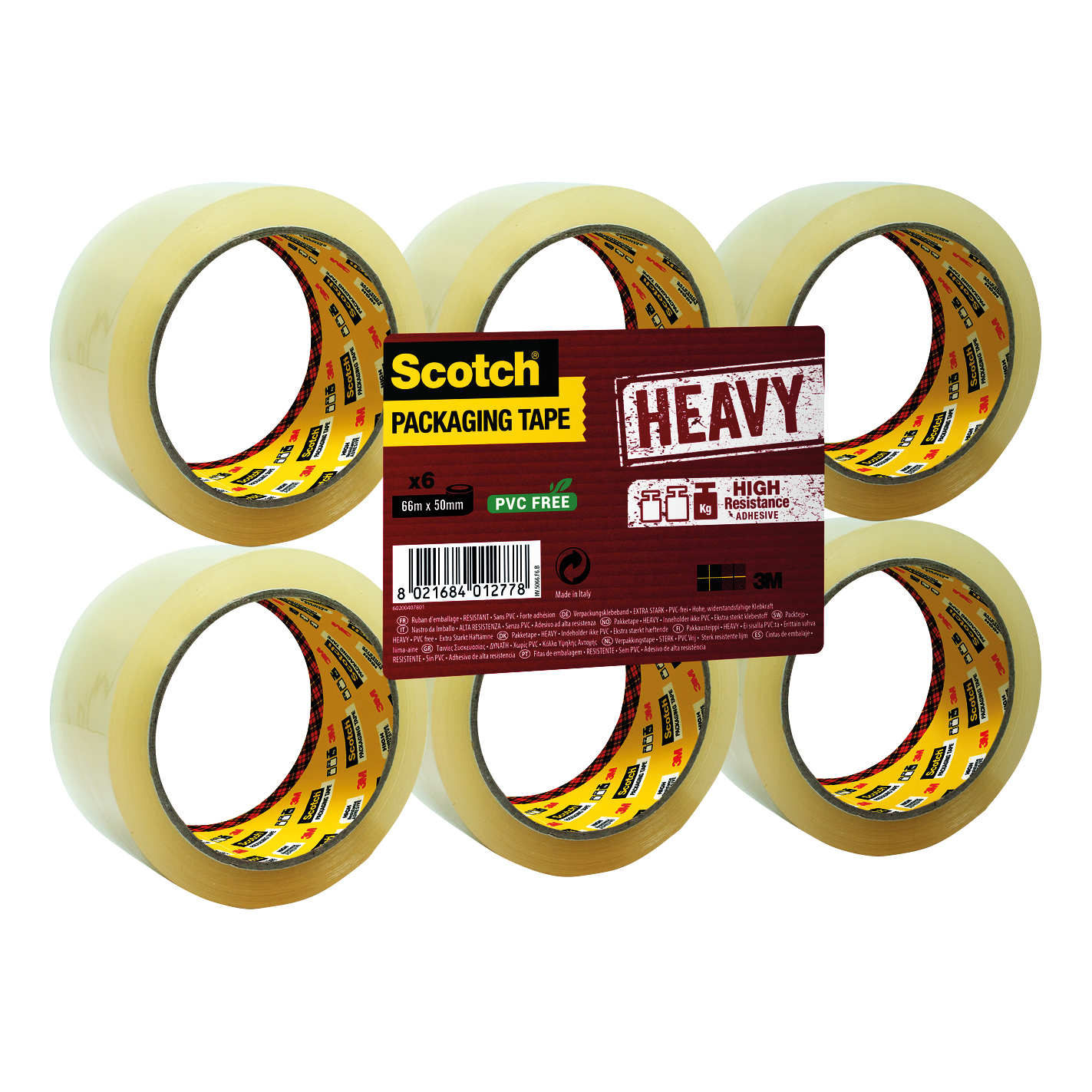 SCOTCH HEAVY PACKTAPE CLEAR 50MMX66M PK6