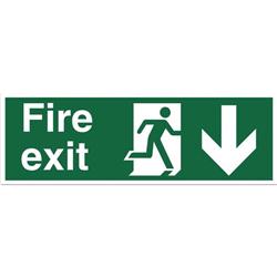 FIRE EXIT ARROW DOWN 450X150MM SP124SAV FIRE EXIT ARROW DOWN 450X150MM SP124SAV