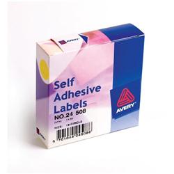 AVERY LABEL ROLL ROUND 19MM YLW 24-508