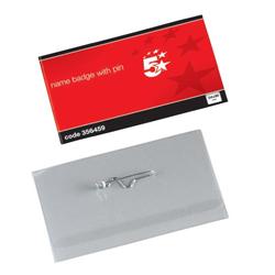 5 STAR NAME BADGE WITH PIN 54X90MM PK50 5 STAR NAME BADGE WITH PIN 54X90MM PK50