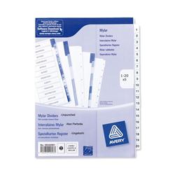 AVERY INDEX UNPNCH 1-20 A4 WHITE PK5 AVERY INDEX UNPNCH 1-20 A4 WHITE PK5