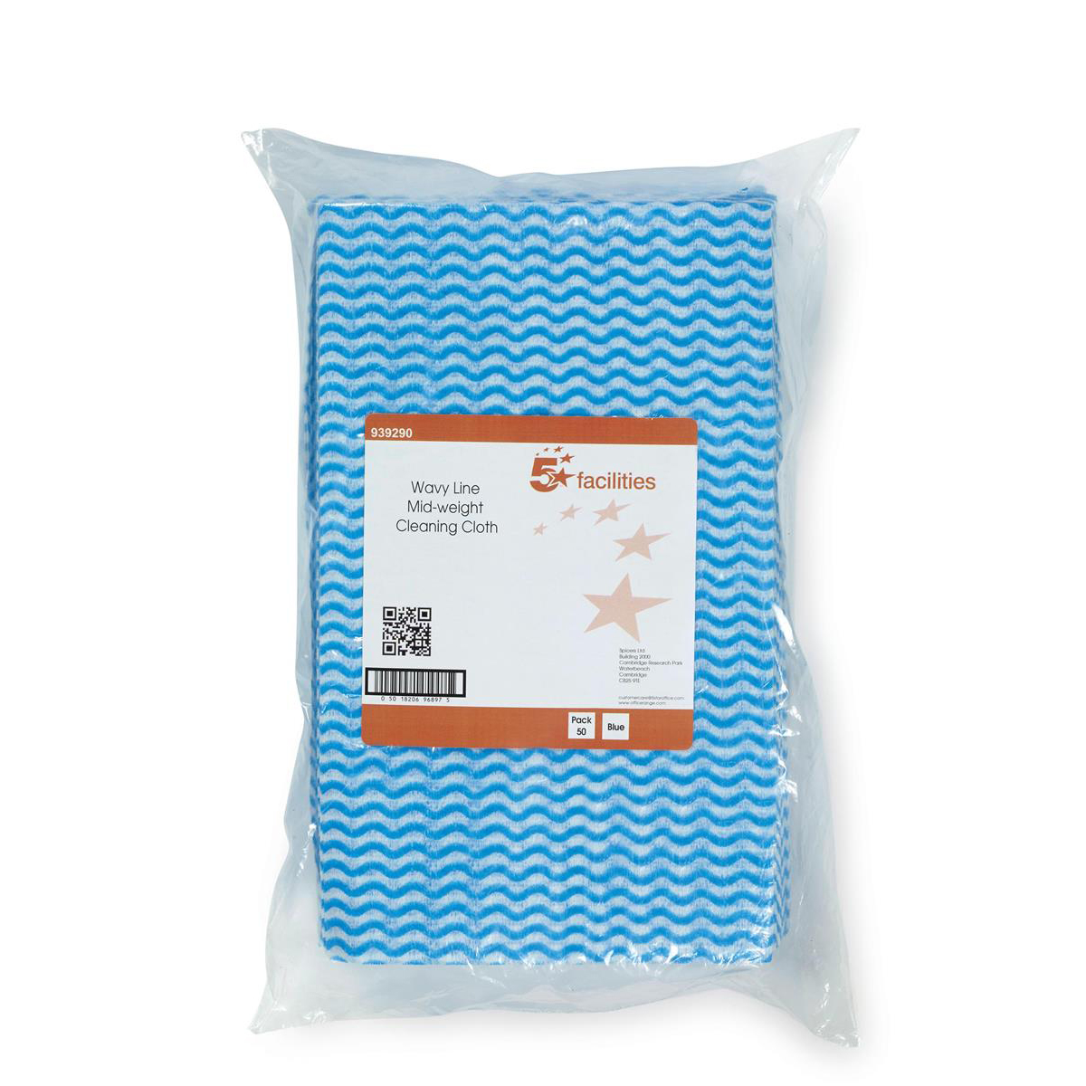 5 STAR CLEANING CLOTH WAVY LINE BLU PK50 5 STAR CLEANING CLOTH WAVY LINE BLU PK50