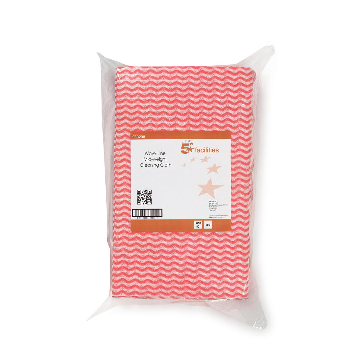 5 STAR CLEANING CLOTH WAVY LINE RED PK50 5 STAR CLEANING CLOTH WAVY LINE RED PK50