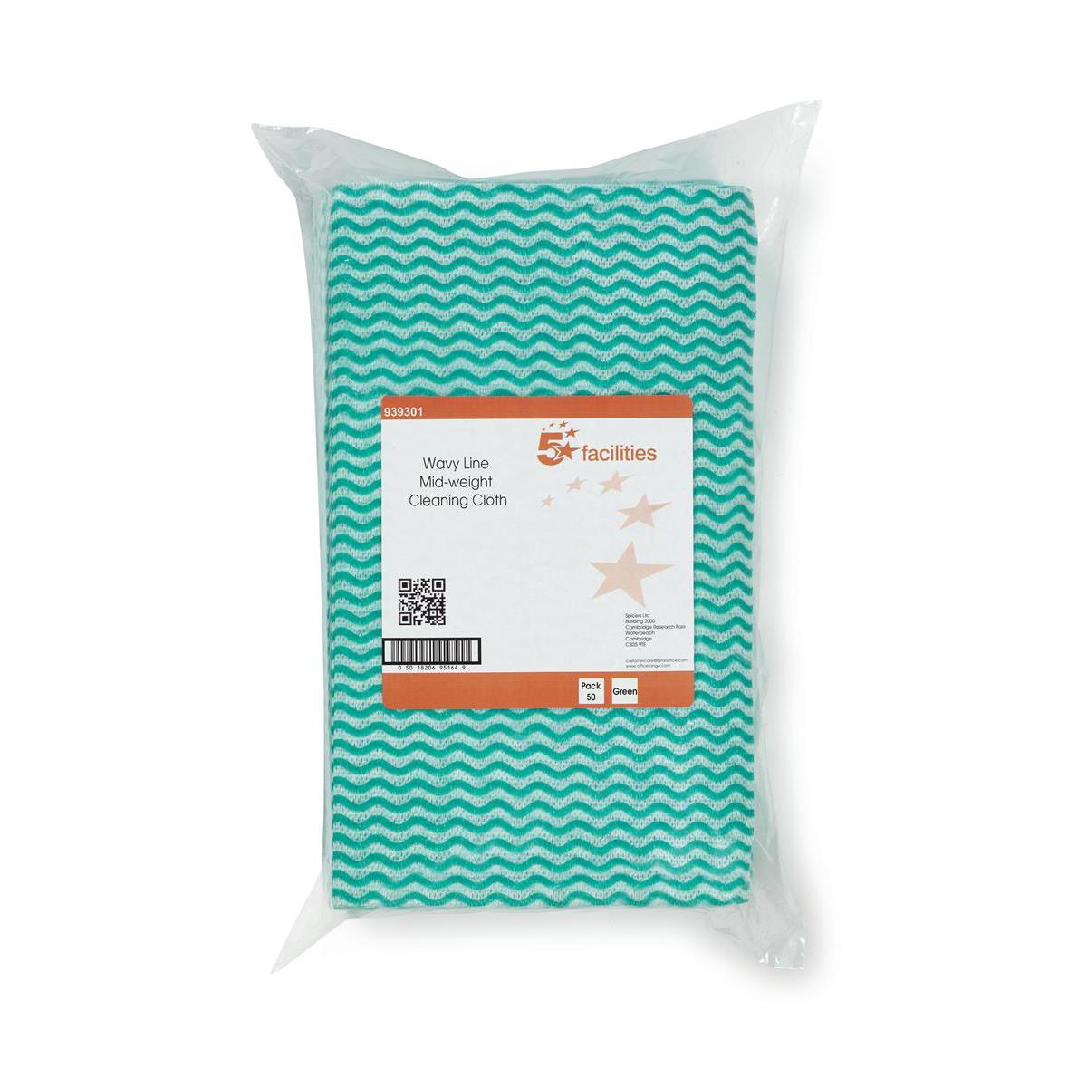 5 STAR CLEANING CLOTH WAVY LINE GRN PK50 5 STAR CLEANING CLOTH WAVY LINE GRN PK50