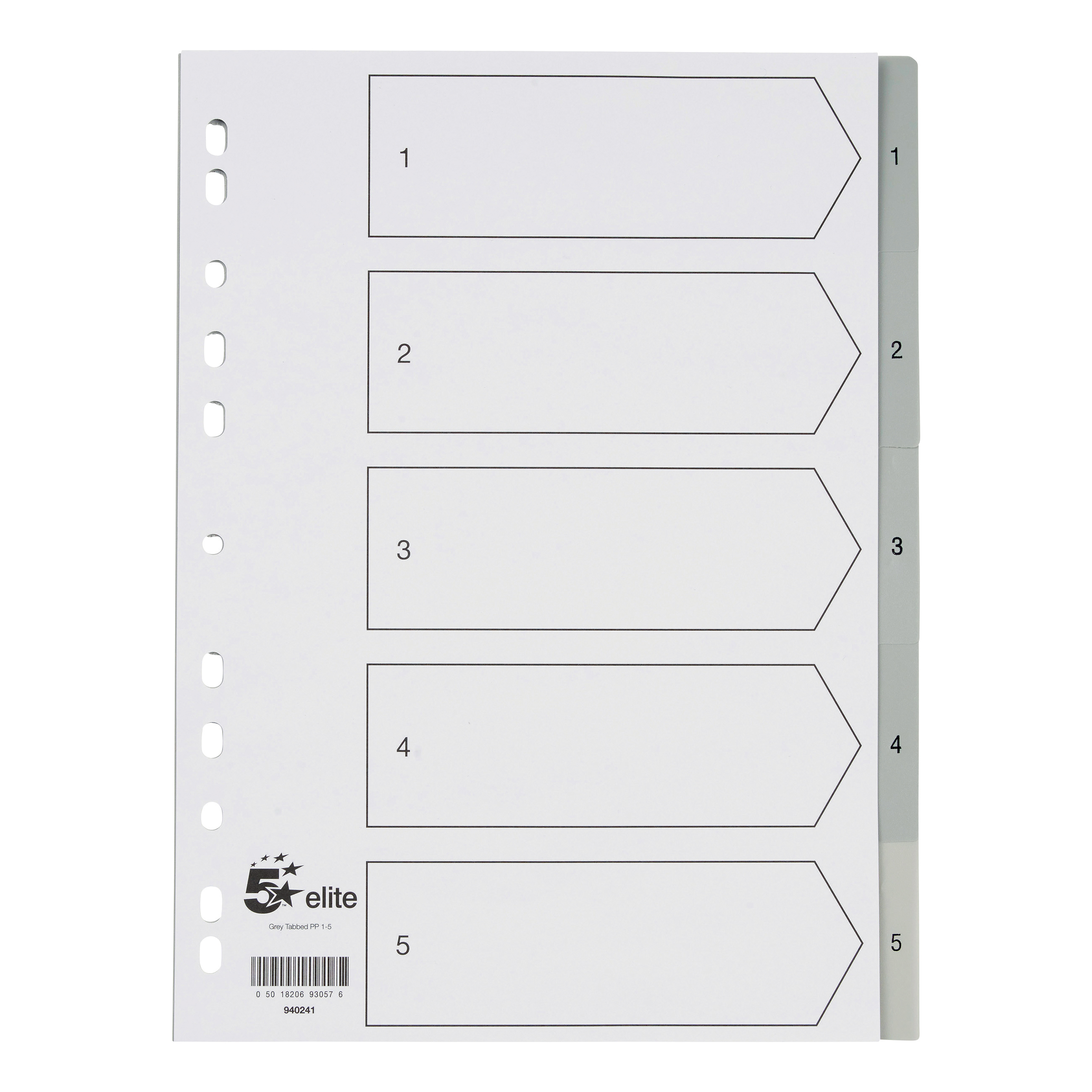 5 STAR ELITE INDEX 1-5 P/PROP GREY A4 5 STAR ELITE INDEX 1-5 P/PROP GREY A4