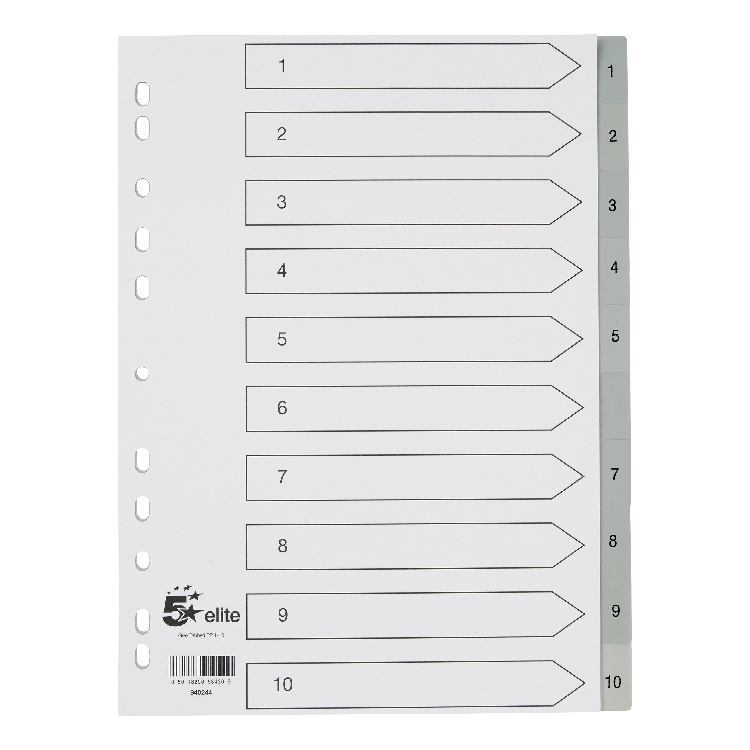 5 STAR ELITE INDEX 1-10 P/PROP GREY A4 5 STAR ELITE INDEX 1-10 P/PROP GREY A4