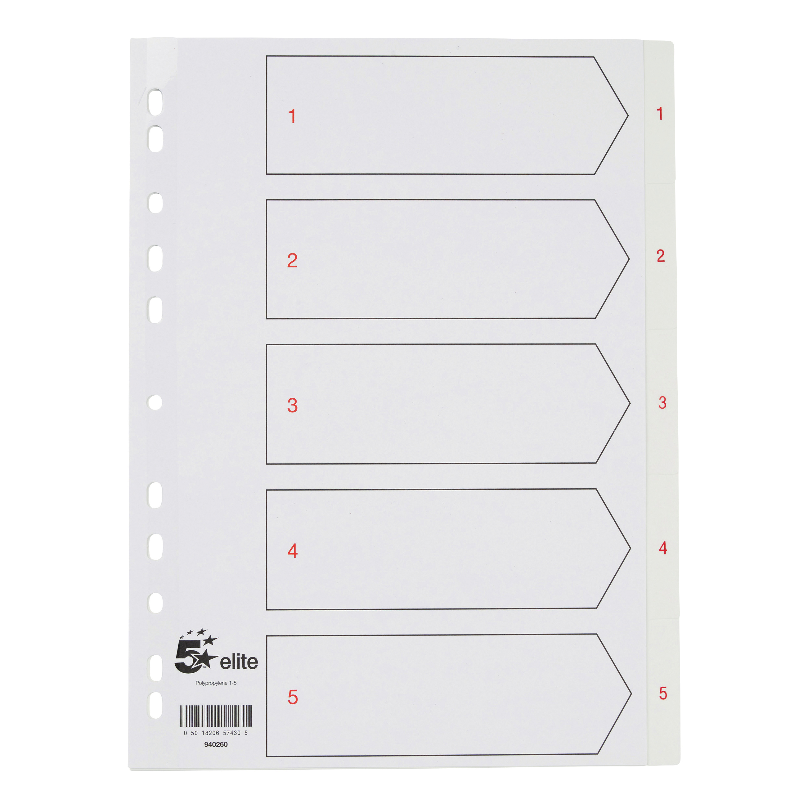 5 STAR ELITE INDEX 1-5 P/PROP WHITE A4 5 STAR ELITE INDEX 1-5 P/PROP WHITE A4