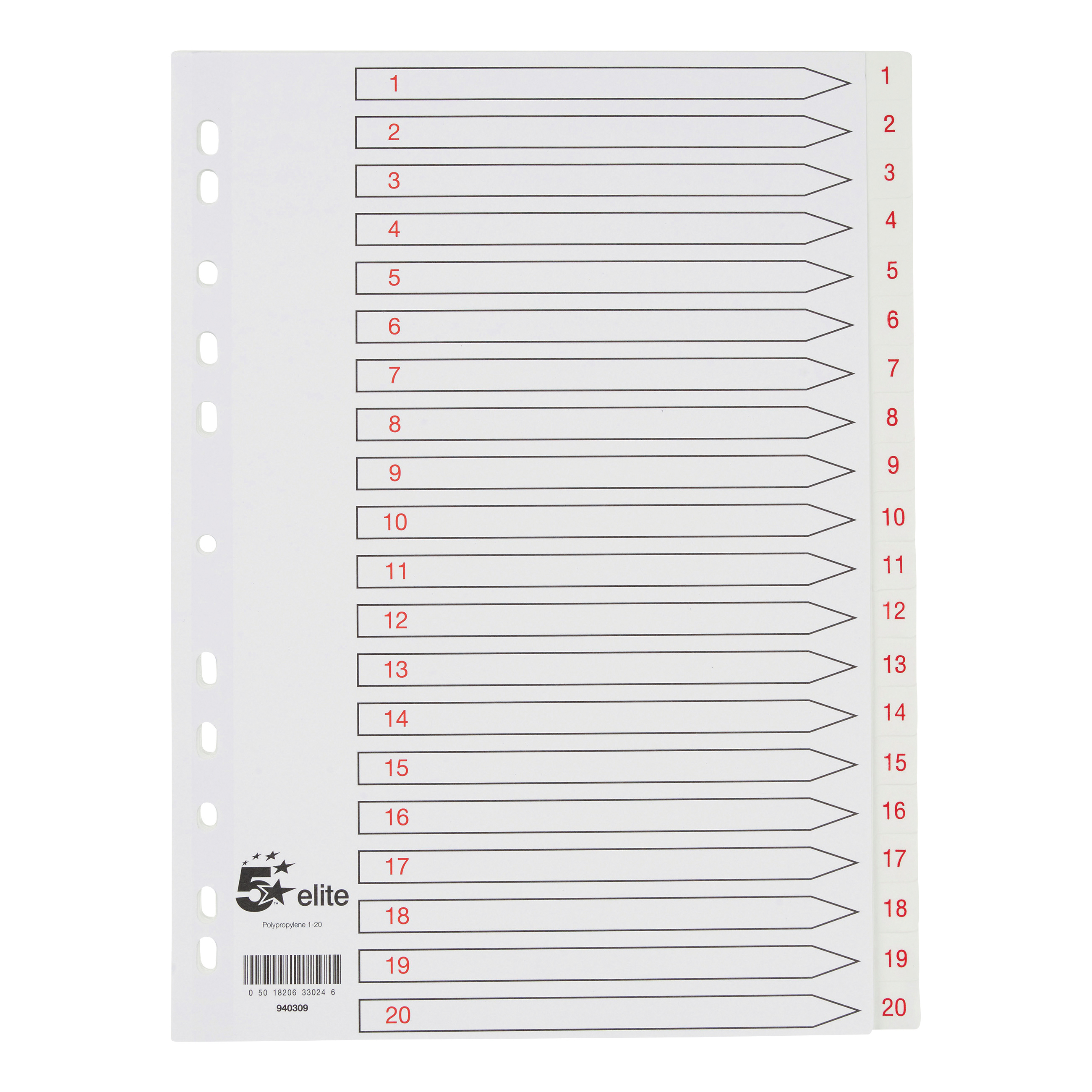 5 STAR ELITE INDEX 1-20 P/PROP WHITE A4 5 STAR ELITE INDEX 1-20 P/PROP WHITE A4