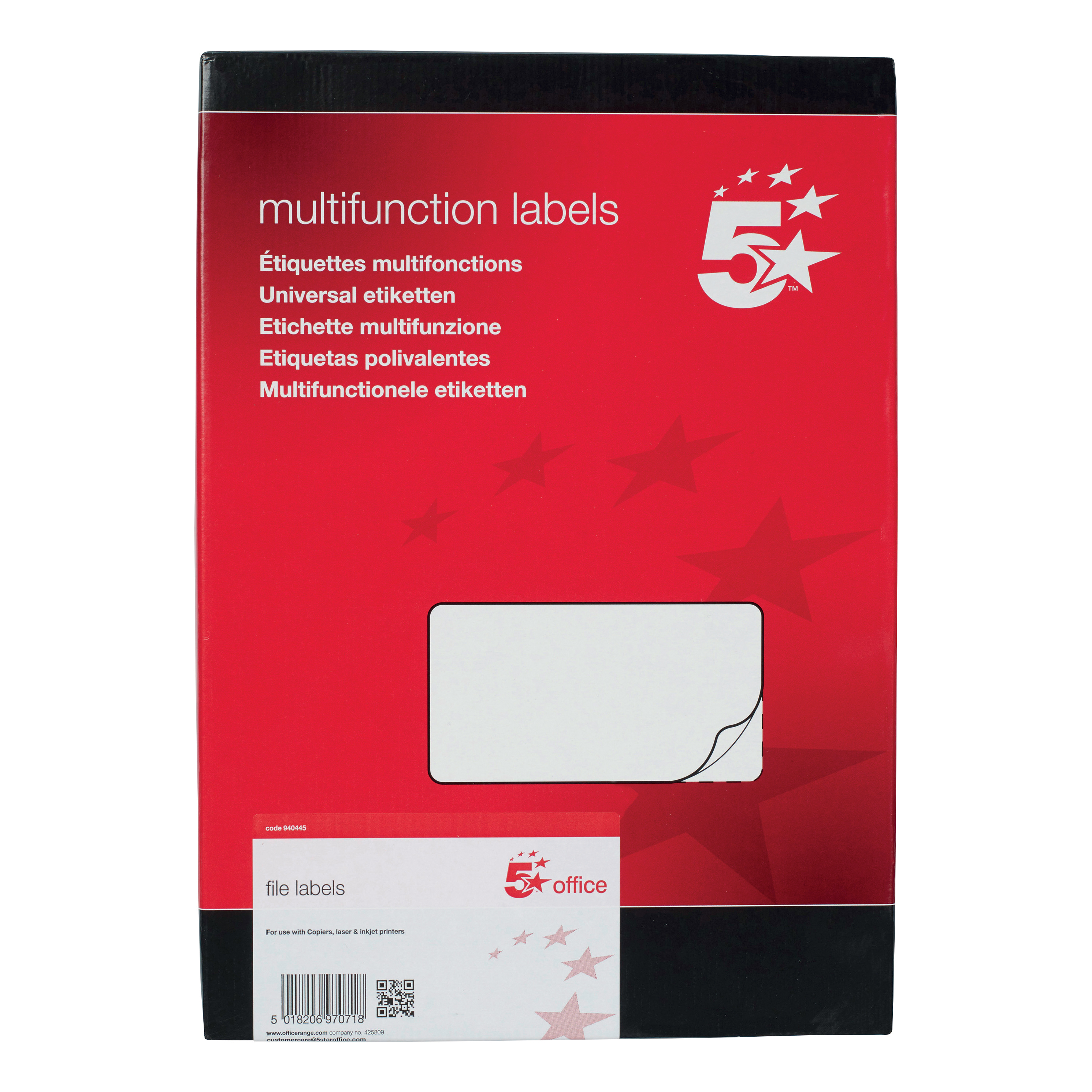 5 STAR L/ARCH LABELS 4/SHT WHITE PK400