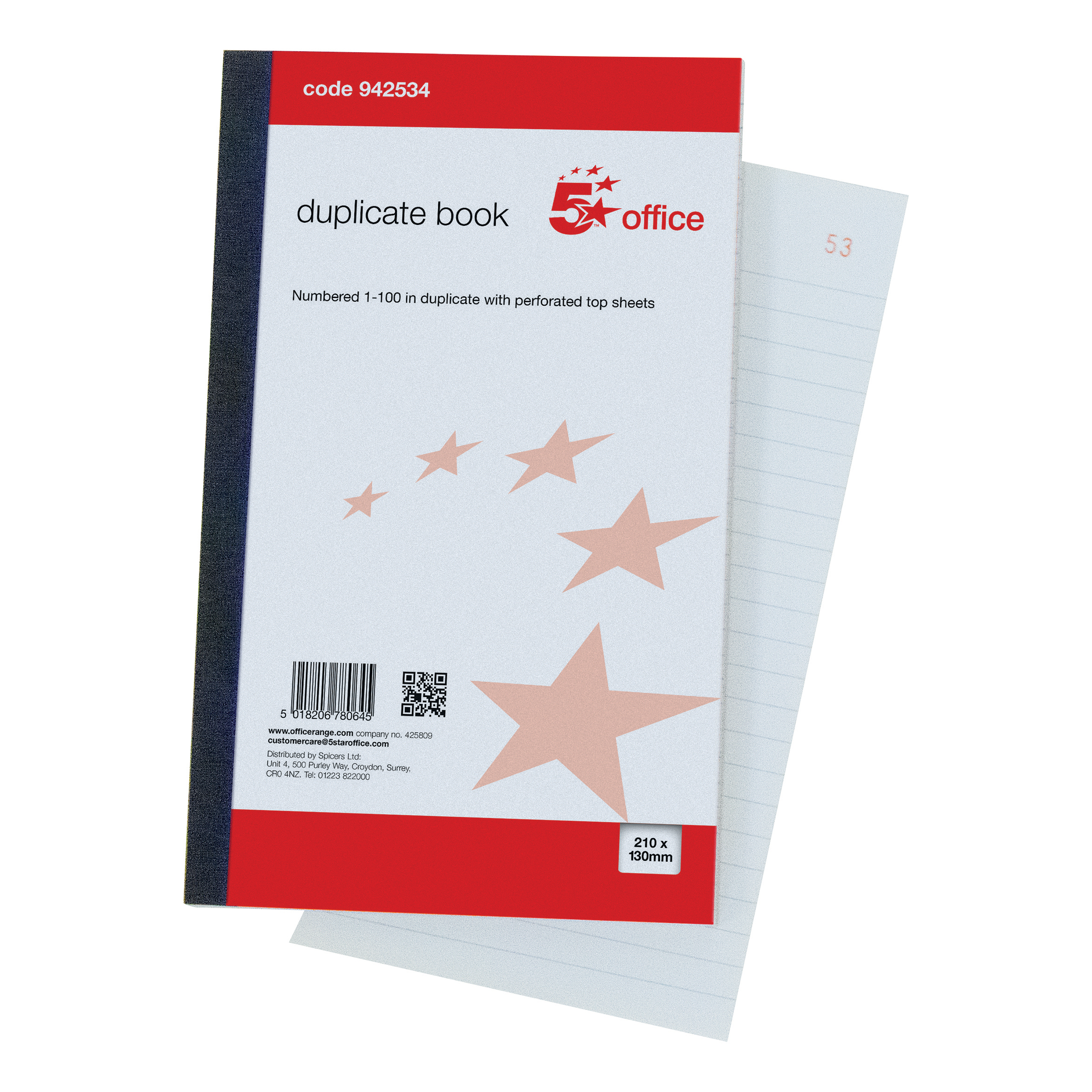 5 STAR DUPLICATE BOOK 210X130MM