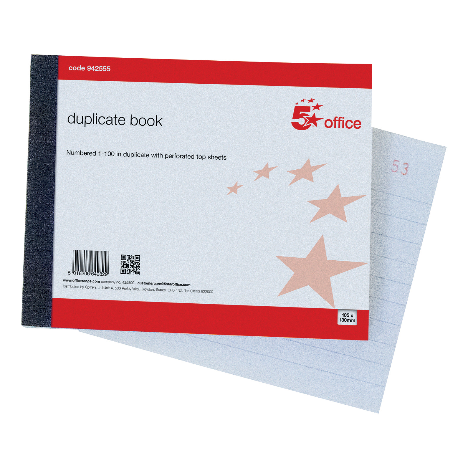 5 STAR DUPLICATE BOOK 105X130MM