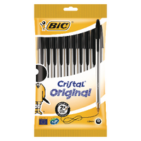 BIC CRISTAL BPOINT MEDIUM BLACK PK10