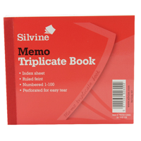 SILVINE TRIPLICATE BOOK 4X5 MEMO 607